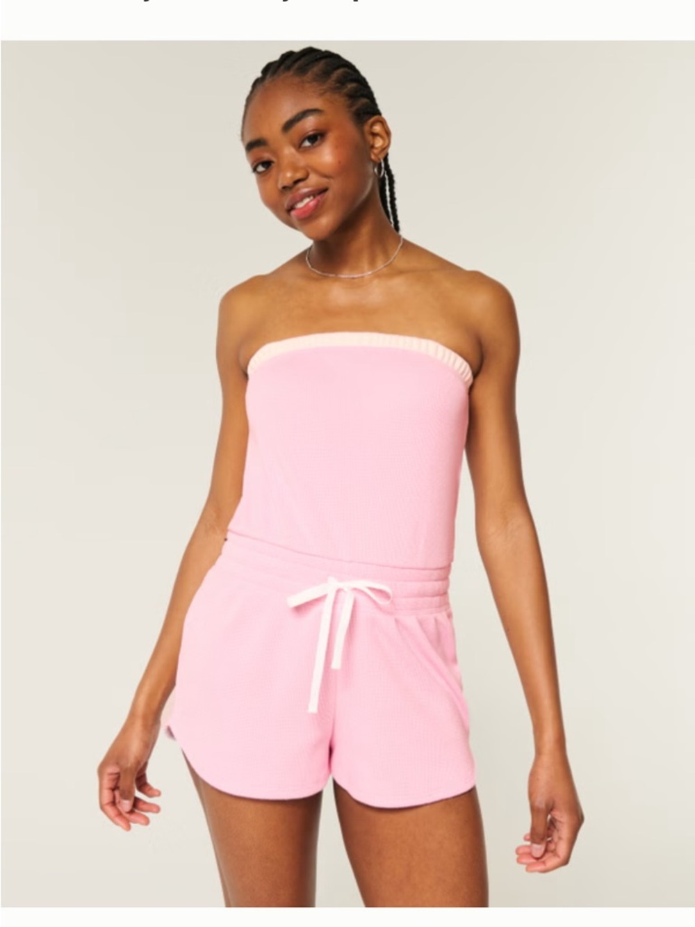 Strapless Pink Waffle Knit Romper Hollister Size Small